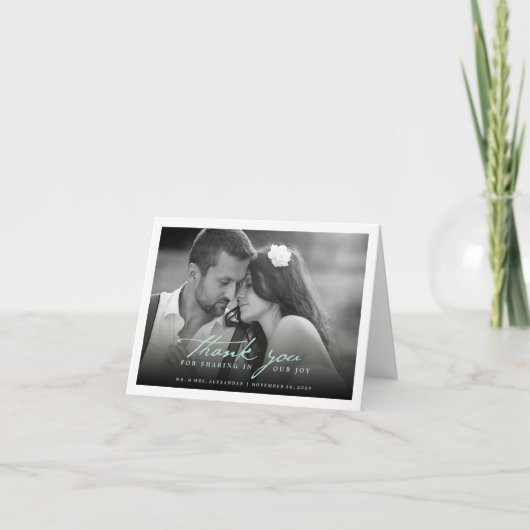 Romantic Handwriting script Stijlvolle foto bruilo Bedankkaart (Voorkant)