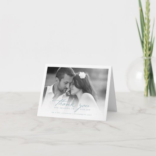 Romantic Handwriting script Stijlvolle foto bruilo Bedankkaart (Voorkant)