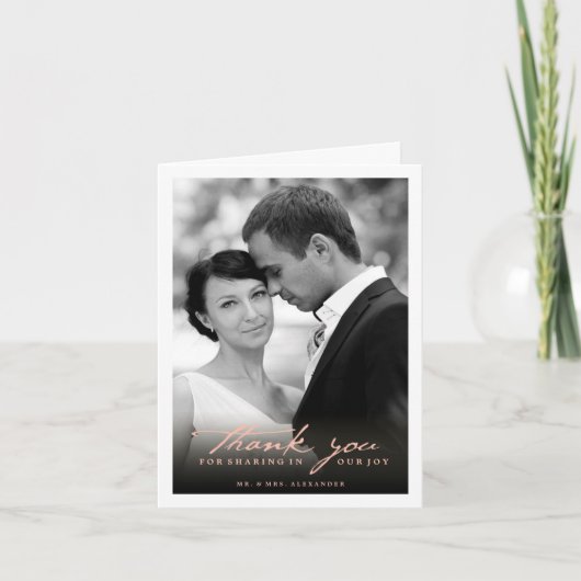 Romantic Handwriting script Stijlvolle foto bruilo Bedankkaart (Voorkant)