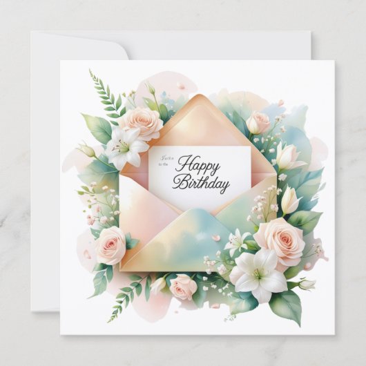 Romantic Happy birthday greeting card Feestdagenkaart (Voorkant)