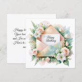Romantic Happy birthday greeting card Feestdagenkaart (Voorkant / Achterkant)