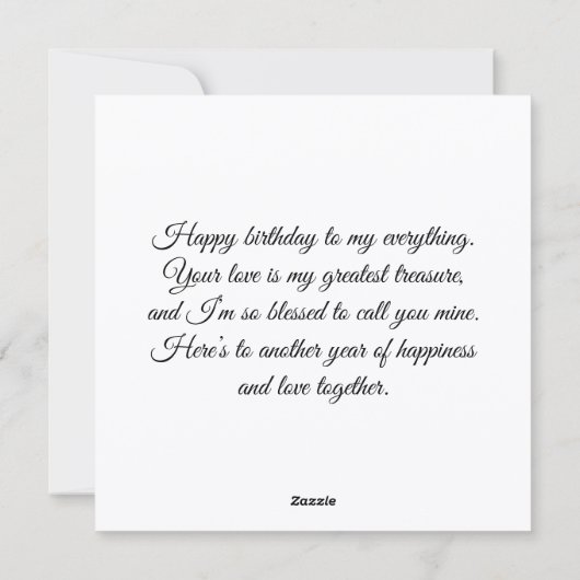 Romantic Happy birthday greeting card Feestdagenkaart (Achterkant)