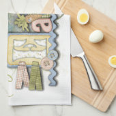 Romantic Happy Paast Bunny Greeting Kitchen Towel Theedoek (Quarter Fold)
