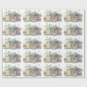 Romantic Happy Paast Bunny Greeting Wrapping Cadeaupapier (Vlak)