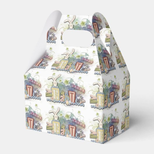 Romantic Happy Paast Bunny Groet Vor Box Bedankdoosjes (Voorkant Zijde)