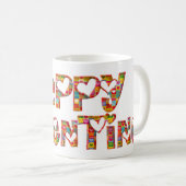 Romantic Happy Valentijn Love Hearts Typografie Koffiemok (Voorkant rechts)