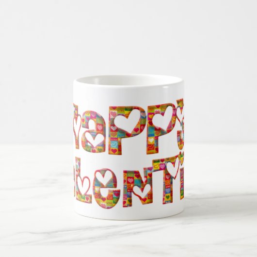 Romantic Happy Valentijn Love Hearts Typografie Koffiemok (Center)