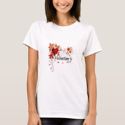 Romantic Happy Valentijns's paar T-shirt Design. (Voorkant)