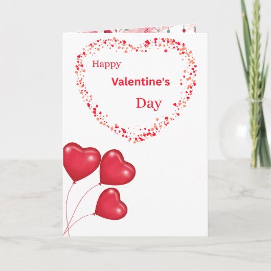 Romantic Happy Valentine's Day Card with Heart Des Kaart (Voorkant)
