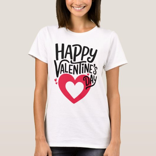 Romantic Happy Valentine's Day T-Shirt for Couples (Voorkant)
