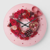 Romantic Heart Always Yours Valentines Decorative Grote Klok (Voorkant)