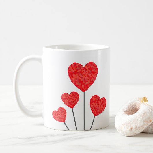 Romantic Heart Balloons Mug Koffiemok (Met donut)