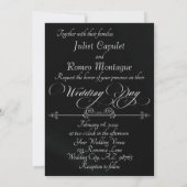Romantic Heart & Calligraphy on Black - Wedding Kaart (Achterkant)