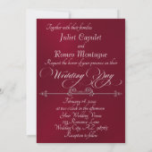 Romantic Heart & Calligraphy on Burgundy - Wedding Kaart (Achterkant)