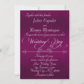 Romantic Heart & Calligraphy on Plum - Wedding Kaart (Achterkant)