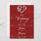 Romantic Heart & Calligraphy on Red - Wedding Kaart (Voorkant)