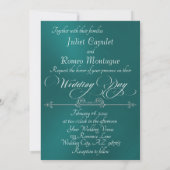 Romantic Heart & Calligraphy on Teal - Wedding Kaart (Achterkant)