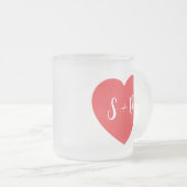 Romantic Heart Customizable White Initials Gift  Matglas Koffiemok (Voorkant rechts)