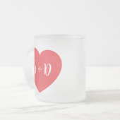 Romantic Heart Customizable White Initials Gift  Matglas Koffiemok (Voorkant links)