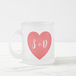 Romantic Heart Customizable White Initials Gift  Matglas Koffiemok
