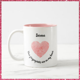 Romantic Heart Fingerprint Tweekleurige Koffiemok
