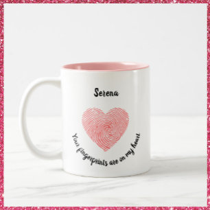 Romantic Heart Fingerprint Tweekleurige Koffiemok