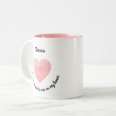 Romantic Heart Fingerprint Tweekleurige Koffiemok (Voorkant links)