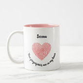 Romantic Heart Fingerprint Tweekleurige Koffiemok (Links)