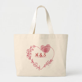 Romantic Heart Floral Tote Bag