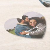 Romantic Heart Frame Custom Couple Photo Kartonnen Onderzetters (Gekanteld)