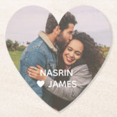 Romantic Heart Frame Custom Couple Photo Kartonnen Onderzetters (Voorkant)
