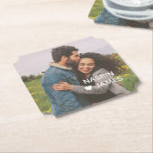 Romantic Heart Frame Custom Couple Photo Kartonnen Onderzetters (Gekanteld)
