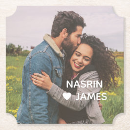 Romantic Heart Frame Custom Couple Photo Kartonnen Onderzetters