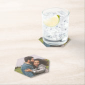 Romantic Heart Frame Custom Couple Photo Kartonnen Onderzetters (Insitu)