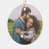 Romantic Heart Frame Custom Couple Photo Keramisch Ornament (Links)
