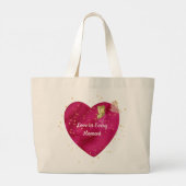 Romantic Heart & Golden Butterfly Valentine Grote Tote Bag (Achterkant)