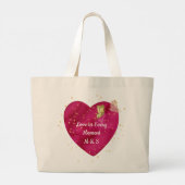 Romantic Heart & Golden Butterfly Valentine  Grote Tote Bag (Achterkant)