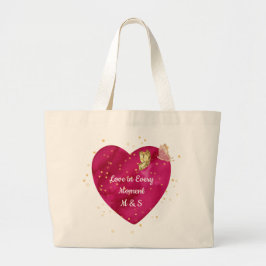 Romantic Heart & Golden Butterfly Valentine  Grote Tote Bag