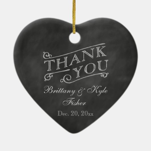 Romantic Heart Hartelijk dank op het bord Keramisch Ornament (Achterkant)