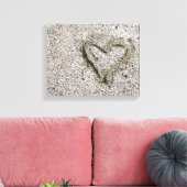 Romantic Heart in Zand Foto Canvas Afdruk (Insitu (Woonkamer))