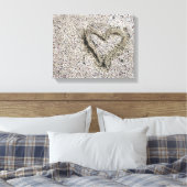 Romantic Heart in Zand Foto Canvas Afdruk (Insitu (Slaapkamer))