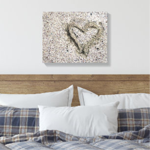Romantic Heart in Zand Foto Canvas Afdruk
