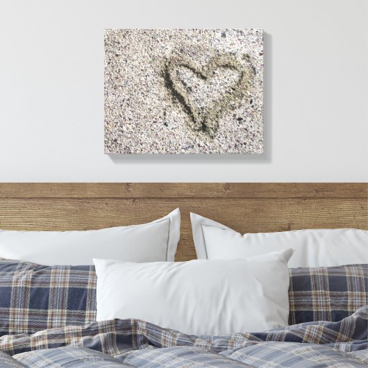 Romantic Heart in Zand Foto Canvas Afdruk (Insitu (Slaapkamer))