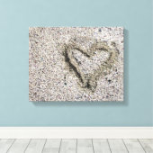 Romantic Heart in Zand Foto Canvas Afdruk (Insitu (Houten vloer))