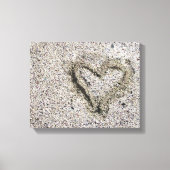 Romantic Heart in Zand Foto Canvas Afdruk (Voorkant)