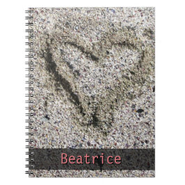 Romantic Heart in Zand Foto met elke naam Notitieboek