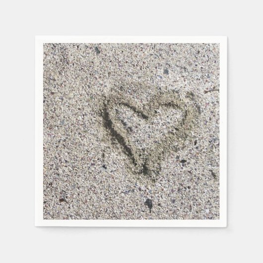 Romantic Heart in Zand Foto Servet (Voorkant)