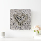 Romantic Heart in Zand Foto Vierkante Klok (Huis)