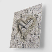 Romantic Heart in Zand Foto Vierkante Klok (Hoek)