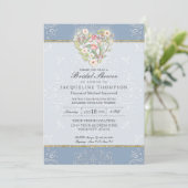 Romantic Heart Lace Dusty Blue Pink Vrijgezellenfe Kaart (Staand voorkant)